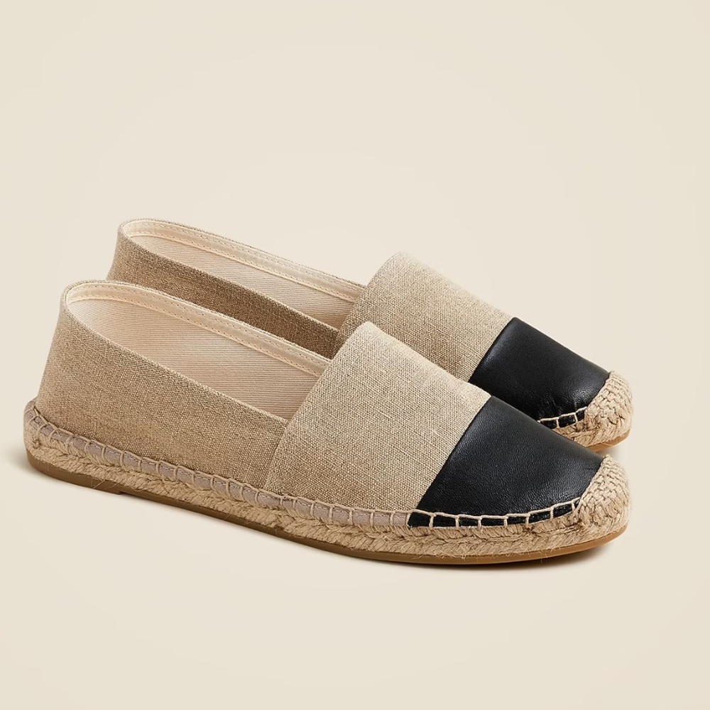 J. Crew Made-in-Spain cap toe espadrilles in linen 7.5